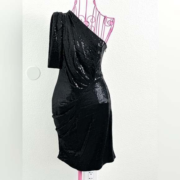 Anthropologie Eva Franco Sequin One-Shoulder Cocktail Mini Dress Size 0 - Picture 1 of 10